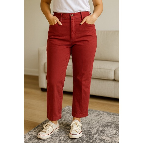 Sonoma‎ x Now Gen Red High Waist Utility Pocket Cropped Pants Size 6 - Picture 1 of 4